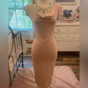 Bebe Blush Pink Fitted Dress! Goes from work to cocktail party, elegant, sexy S